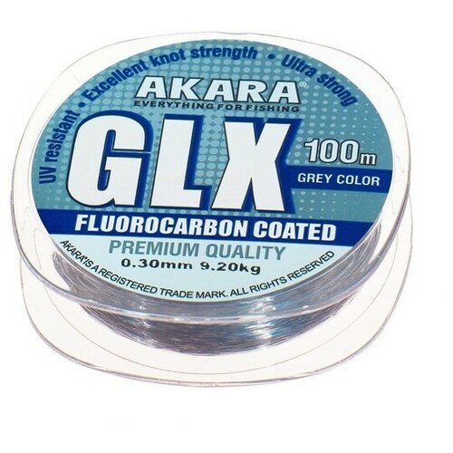 Леска Akara GLX Premium Grey, диаметр 0.3 мм, тест 9.2 кг, 100 м, серая
