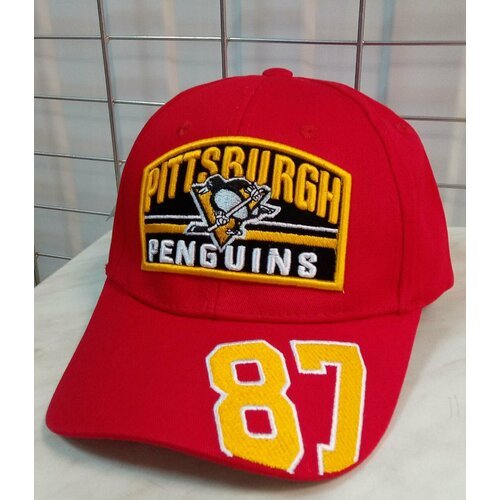 Для хоккея Пингвины кепка хоккейного клуба NHL PITTSBURGH PENGUINS ( США ) №87 бейсболка летняя красная