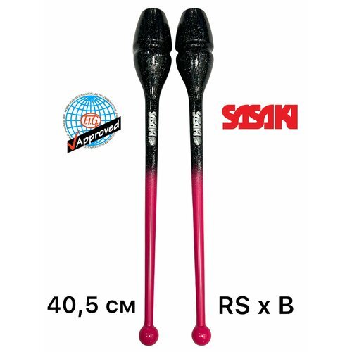 Булавы Sasaki STRM-34JKGH FRP x B. Розовый-черный с блестками (Rubber Clubs) 40,5 см FIG