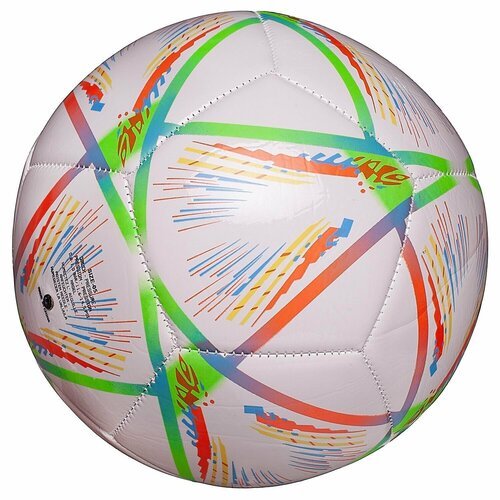 Мяч футбольный с оранжево-зелеными полосками (22-23 см) - Junfa Toys [L398/оранжево-зеленые]