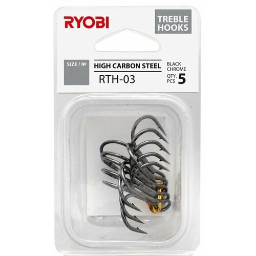 Крючок тройник рыболовный RYOBI RTH-03 №2/0 ( упк. по 5шт.)