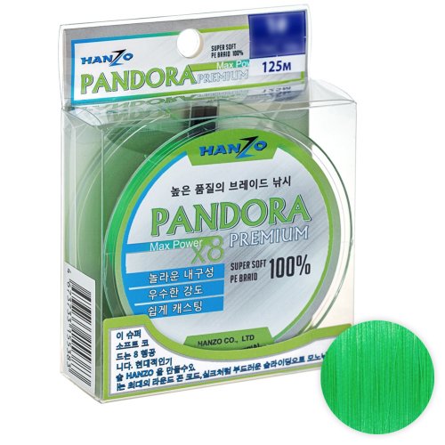 Плетёный шнур Hanzo Pandora Premium X8 125м. 0.24мм. Flash Green
