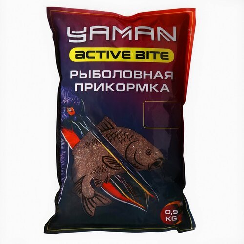 Прикормка Yaman Active Bite, плотва, карамель, коричневый, 900 г