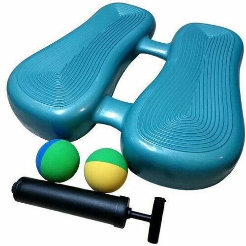 Балансировочная подушка-степпер голубая с 2-мя кинезио мячиками (комплект)