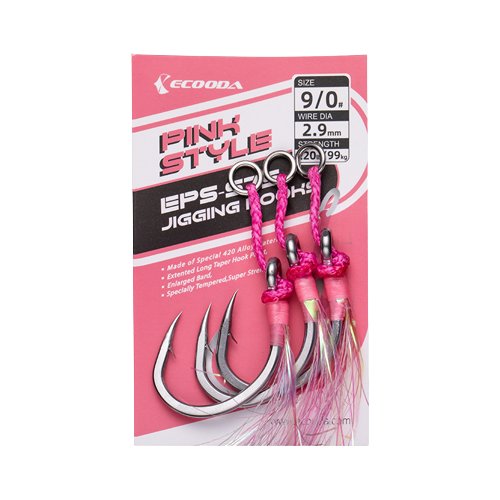 Ecooda, Крючок Pink Style Jigging Hooks (Double Hook), 24кг, 53lb, 2шт.