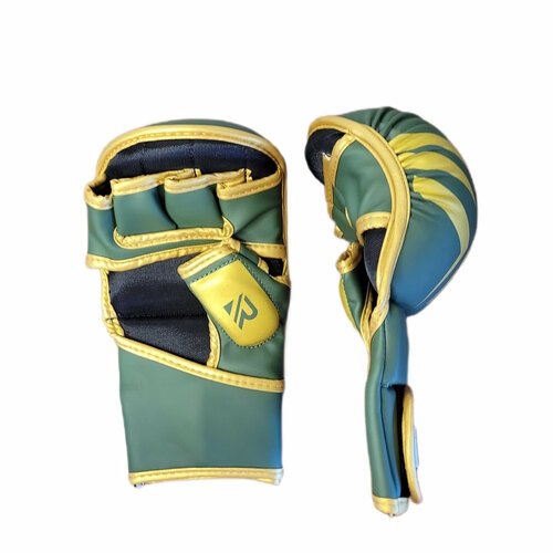 Перчатки для ММА Rage fight gear хаки с золотым S
