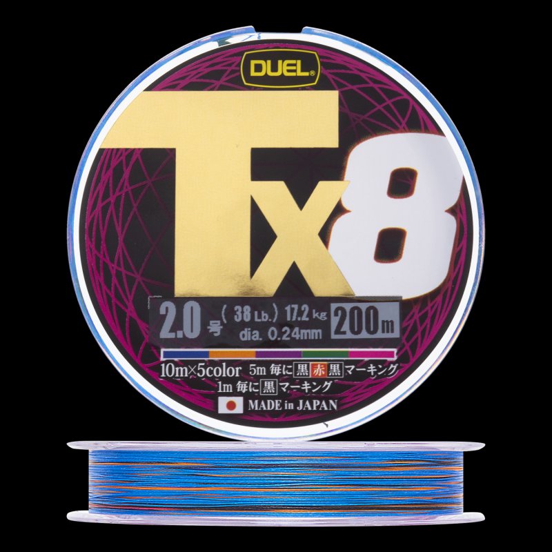 Шнур плетеный Duel PE Tx8 #2 0,24мм 200м (5Color)