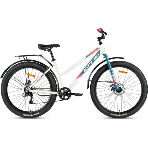 Велосипед городской SITIS ANY 27,5' 7sp (2024) White-Grey-Pink, ригид, взрослый, женский, стальная рама, 7 скоростей, дисковые механические тормоза, размер рамы 17', для роста 165-175 см