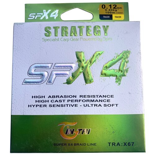 Плетенка шнур Strategy SPX4 оливковый 0.12 мм 9.40 кг 100 м