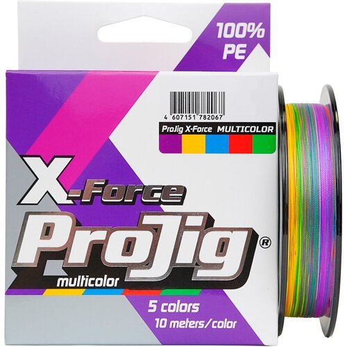 Плетеный шнур ProJig X-Force Multicolor, 0.30 мм, 24.0 кг, 100 м