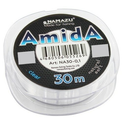 Леска Naмazu Aмida, диаметр 0.14 мм, тест 2.8 кг, 30 м, прозрачная, 1 шт.