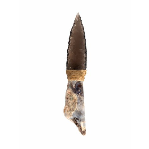 Сувенирный нож Атам из Халцедона и Обсидиана 17,3 см, серый