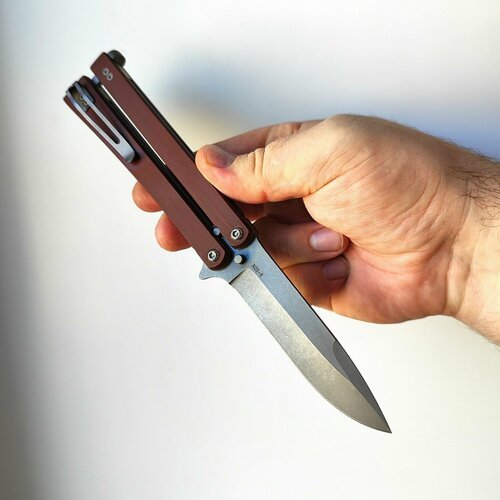Нож бабочка, балисонг Atroposknife 'Хват'. Нож складной туристический. Длина лезвия 9 см