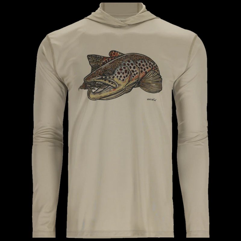 Лонгслив Simms Tech Hoody - Artist Series XL Stone/Brown Trout