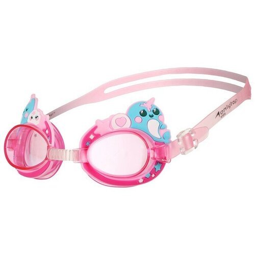 Очки для плавания детские 'Нарвалы' + беруши, цвет розовый