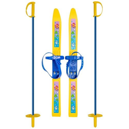 Детские прогулочные лыжи Олимпик Олимпик-спорт полный комплект, 66 см, желтый/синий