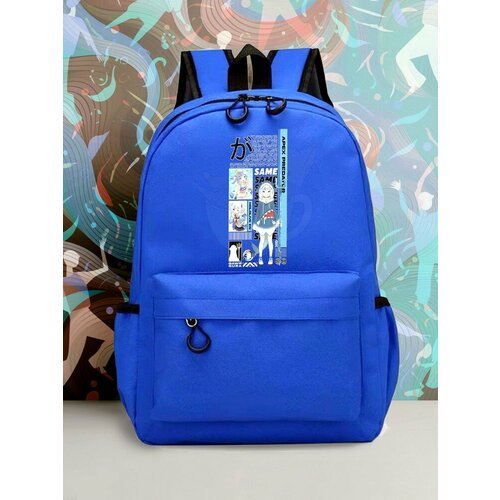 Большой синий рюкзак с DTF принтом аниме девушка - 2150