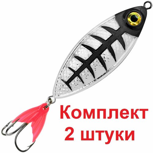 Блесна для рыбалки AQUA крок 19,0g цвет 01 (серебро, черный металлик), 2 штуки в комплекте