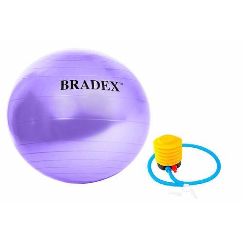 Мяч для фитнеса «ФИТБОЛ-65» Bradex SF 0718 с насосом, фиолетовый (Fitness Ball 65 сm with pump. Pantone number 814C.)