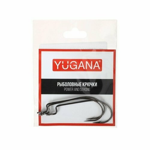 Крючки офсетные YUGANA O'shaughnessy worm, № 4/0, 3 шт. (комплект из 18 шт)