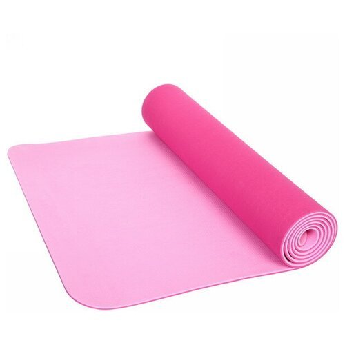 Коврик для йоги 6мм 61*183 см 'Гармония' 2х сторонний, розовый/св. розовый