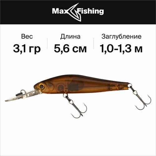 Воблер для рыбалки Zipbaits Rigge Deep 56 F цв.014R, 3,1 гр 56 мм, окуня, форель, минноу / всплывающий, до 1,3 м