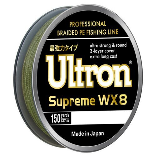 Плетеный шнур ULTRON WX8 Supreme 0.25 мм, 22,0 кг, 137м, хаки