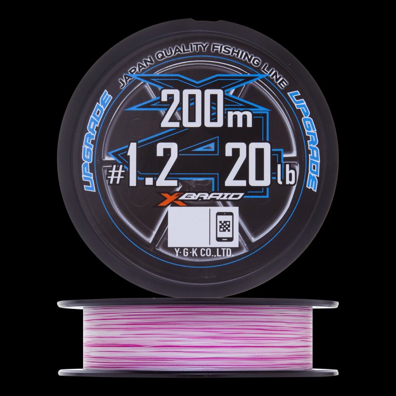 Шнур плетеный YGK X-Braid Upgrade PE X4 #1,2 0,185мм 200м (pink/white)