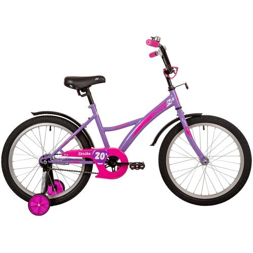 Велосипед NOVATRACK 20' STRIKE фиолетовый, тормоз нож, крылья корот, защита А-тип, без доп колес