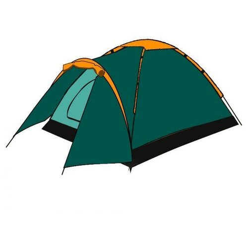 Палатка кемпинговая трёхместная Totem Summer 3 Plus V2, зеленый