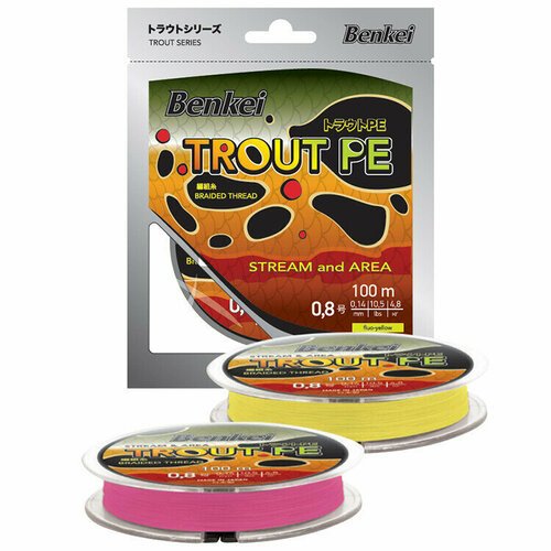 Леска Benkei TROUT PL 100м Fluo-Pink # 0.4 (0.104мм) 0.91кг