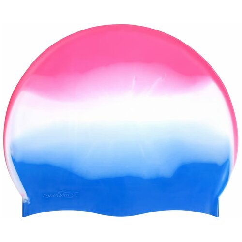 Шапочка для бассейна силиконовая детская/подростковая Light Swim С/LS5, обхват головы 50-55 см, цвет 151, Розовый/Белый/Синий