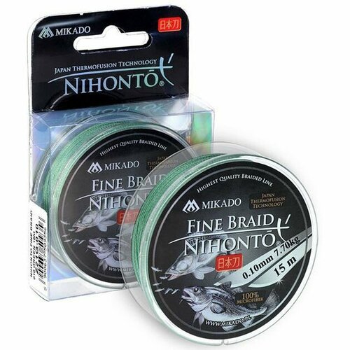 Плетеный шнур Mikado NIHONTO FINE BRAID 025 GREEN ( 15 м)