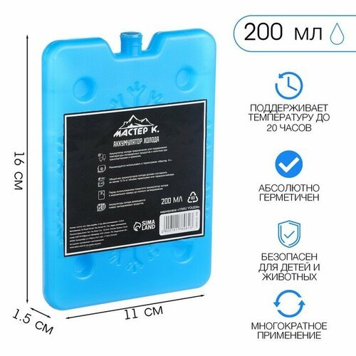 Аккумулятор холода 'Мастер К. Снежинки', 200 мл, 16 х 11 х 1,5 см, синий (комплект из 11 шт)