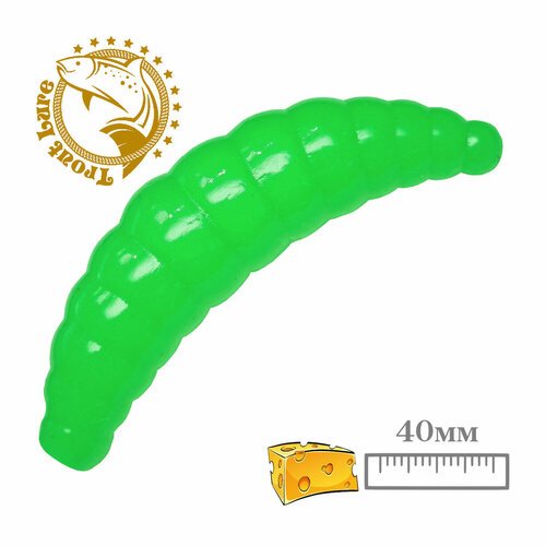 Силикон TROUT LURE (SANSAN) в банке, MAGGOT 40, СЫР, COL. 4 (Green), (10шт)