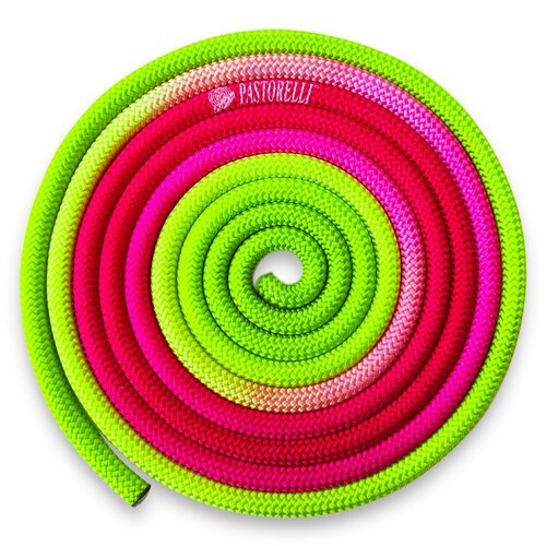 Гимнастическая скакалка PASTORELLI Multicolor New Orleans FIG фуксия/розовый/зеленый 300 см