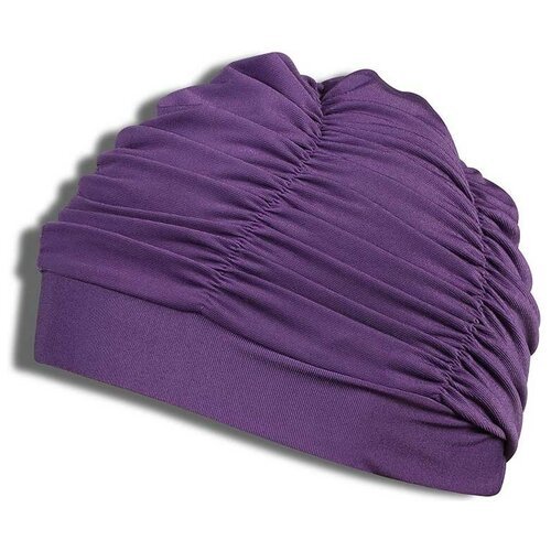 Шапочка для плавания INDIGO тканевая для длинных волос с драпировкой, Фиолетовый