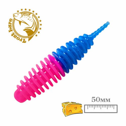 Силикон TROUT LURE (SANSAN) в банке, PLAMP 50, СЫР, COL. 31 (Pink-Blue), (12шт)