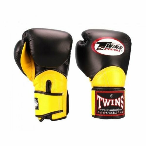 Боксерские перчатки Twins Special BGVL-11 black/yellow, 12 oz, черный, желтый