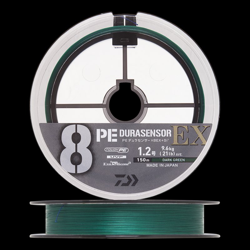 Шнур плетеный Daiwa UVF PE Durasensor X8EX +Si3 #1,2 0,185мм 150м (dark green)