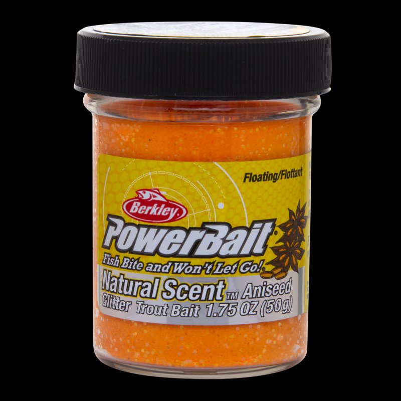 Паста форелевая Berkley PowerBait Natural Scent Glitter Trout Bait 50гр Aniseed #Fluorescent Orange