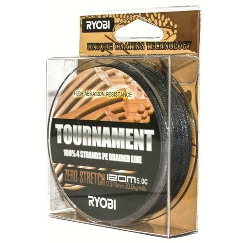 Шнур RYOBI PE TOURNAMENT 4* 120m d-0.092 #3.5kg Grey RB4G092