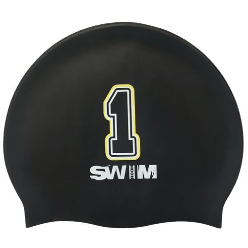 Силиконовая шапочка для плавания SwimRoom 'Номер 1', цвет черный