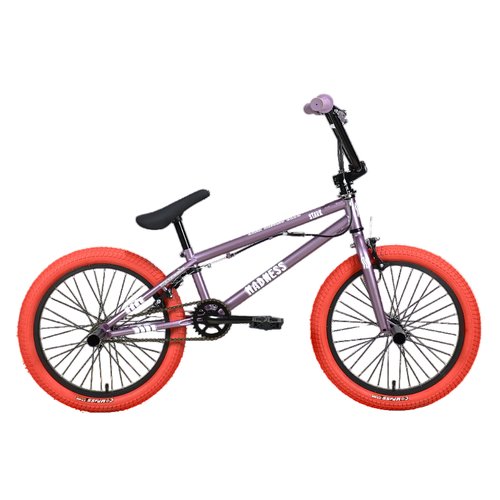 Экстремальный взрослый трюковый велосипед Stark'24 Madness BMX 2 фиолетово-серый перламутрово-красный