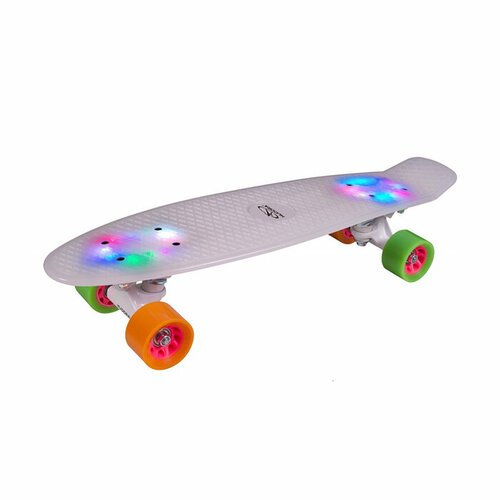 HUDORA Скейтборд Hudora Skateboard Retro Rainglow, цвет белый с подсветкой