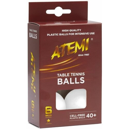 Мяч для настольного тенниса ATEMI 1* 6шт. (белый)