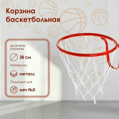 Кольцо баскетбольное №5 d-380 мм с сеткой