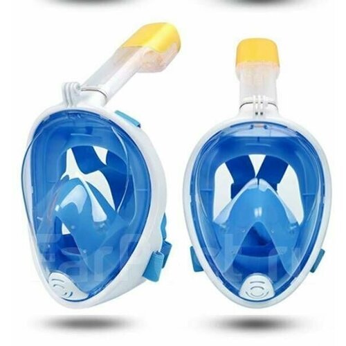Подводная маска для Взрослых и Детей / Полнолицевая с креплением для экшн-камеры / Синяя S/M