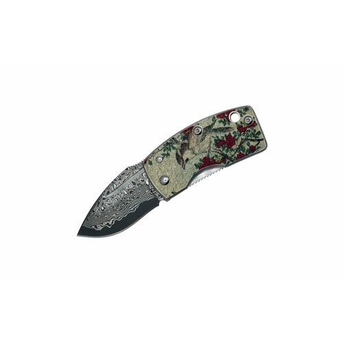 G-SAKAI Нож - зажим для купюр 'Камелия', 96*41*55, VG-10 дамасск, рук. нерж. ст, клипса