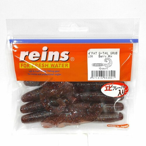 Силиконовая приманка REINS FAT G TAIL GRUB 4' Цв. L08 - Berry Mix